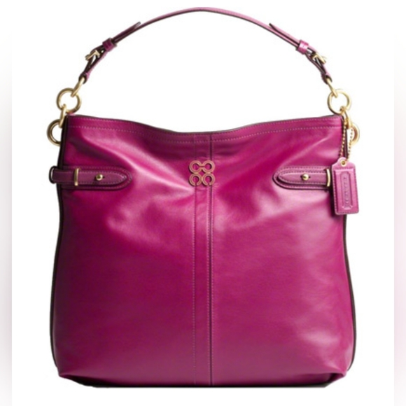 NWT  Coach Colette bag fuchsia color natural leather with Brass metal - Picture 12 of 17